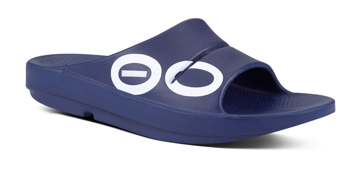 Navy White Oofos OOahh Sport Slide | ue4aN5V3kOj